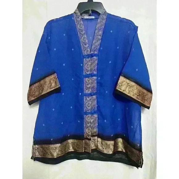 PLE BOUTIQUE Woman's XXL Short Sleeve Thailand Loop Button Blouse 0065 - Picture 1 of 5